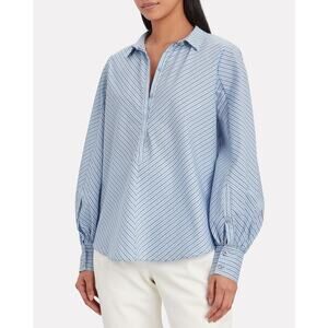 Munthe Jetset Stripe Button Shirt Cotton Clean Girl Minimalist Workwear Size 34